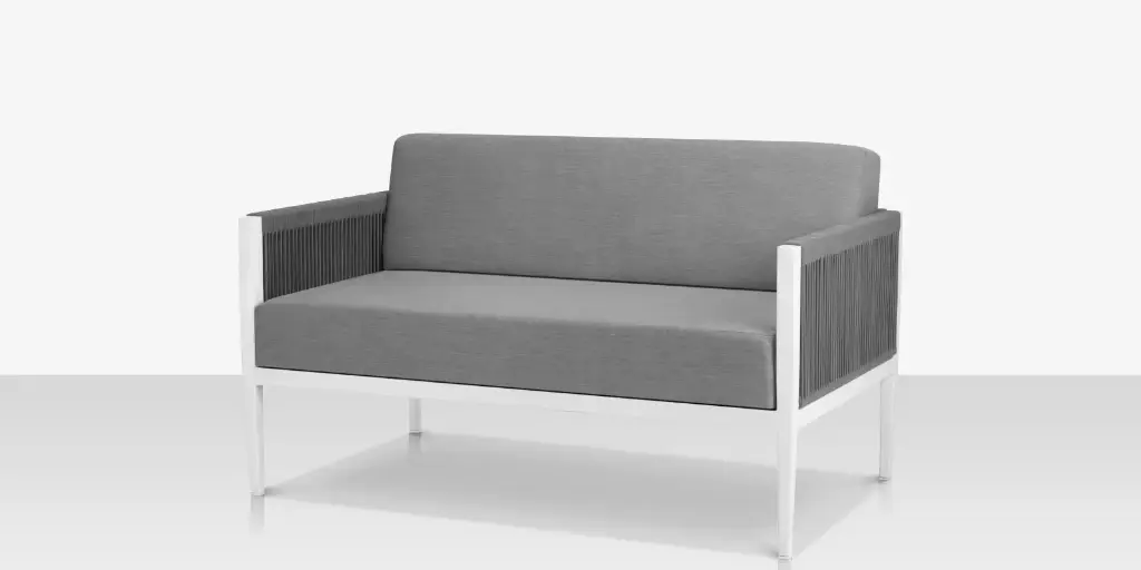 [SF-3303-102-TXW-GRY] Skye Loveseat - Tex White Frame / Gray Durarope