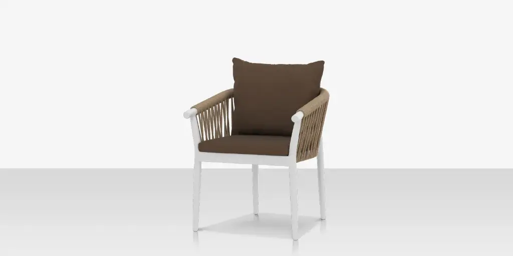 [SF-1035-163-TXW-TAN] Vines Dining Arm Chair - Tex White Frame / Tan Rope