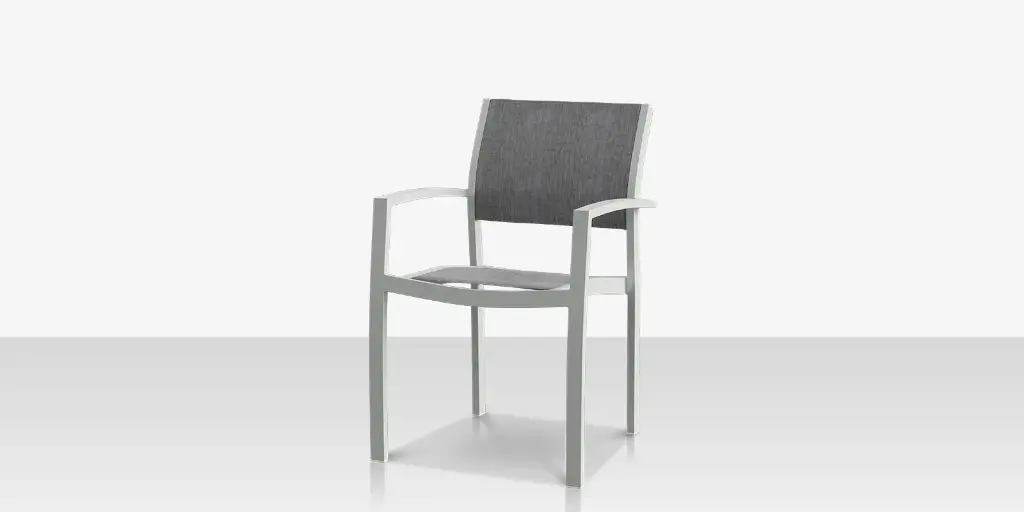 [SF-3001-163-KES-SLT] Fusion Dining Arm Chair - Kessler Silver - Slate Sling